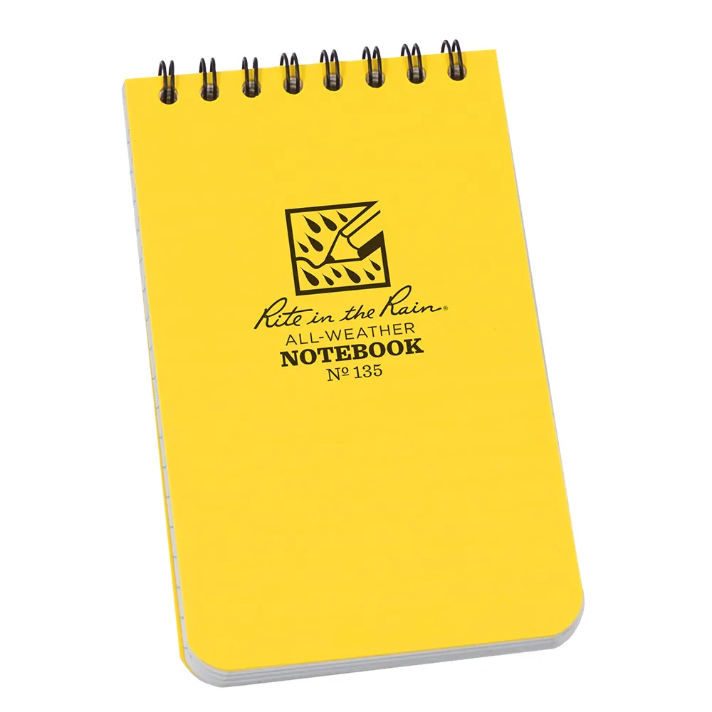RITE IN THE RAIN Top Spiral 3 x 5 Polydura Notebook - Universal - Yellow XR135