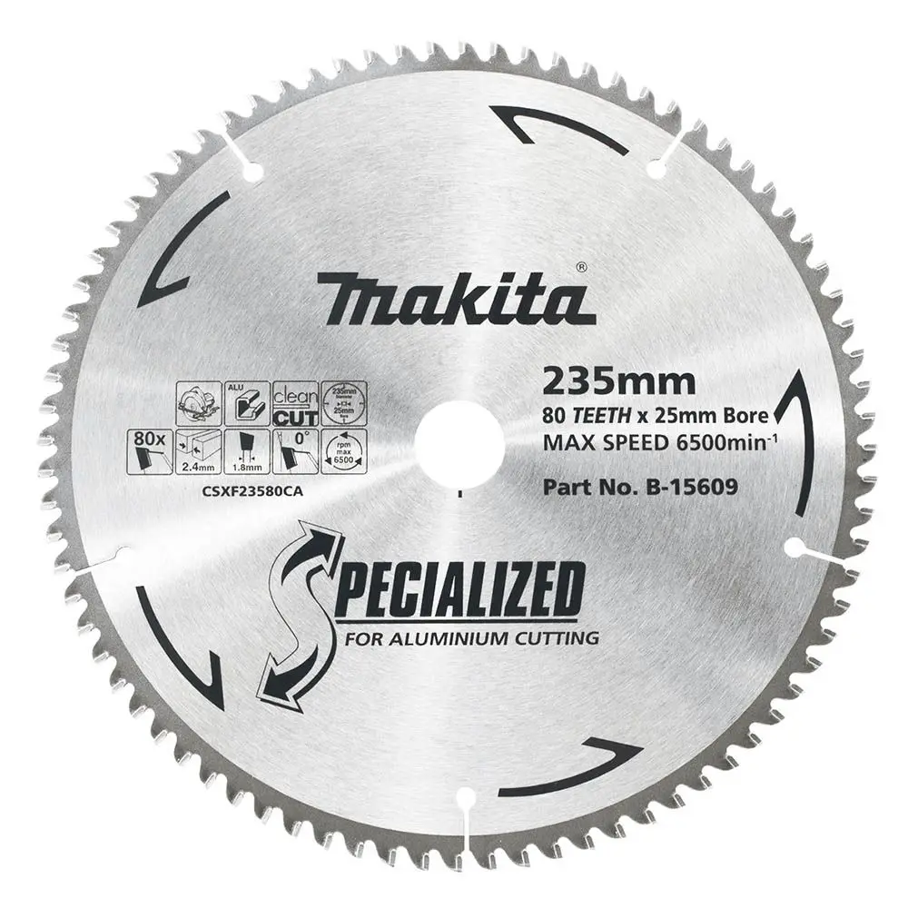 MAKITA 235mm 80T TCT Circular Saw Blade for Aluminium Cutting - SPECIALIZED B-15609