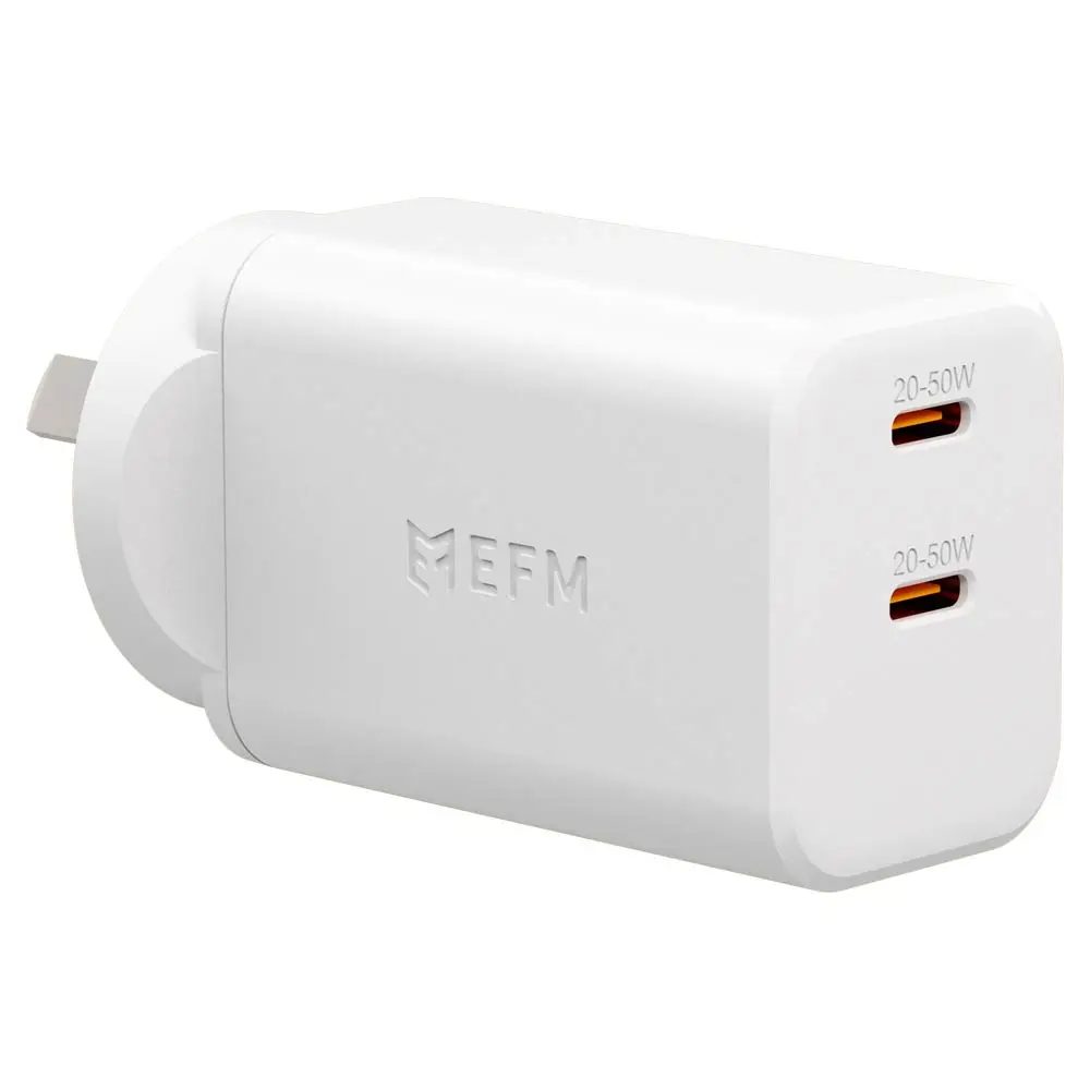 EFM 50W GaN Dual Port Wall Charger - White EFPW50U932WHI