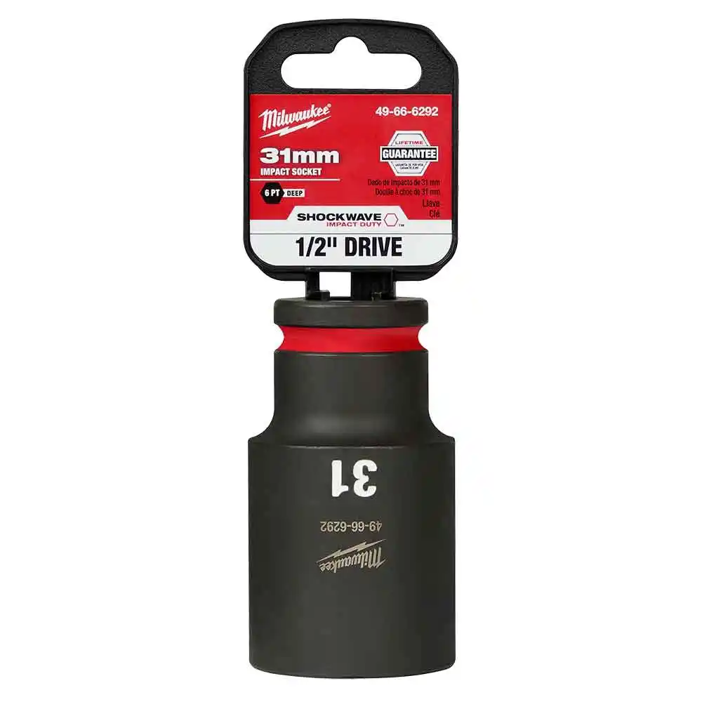 MILWAUKEE SHOCKWAVE 1/2inch Drive 31mm Deep 6 Point Impact Socket 49666292