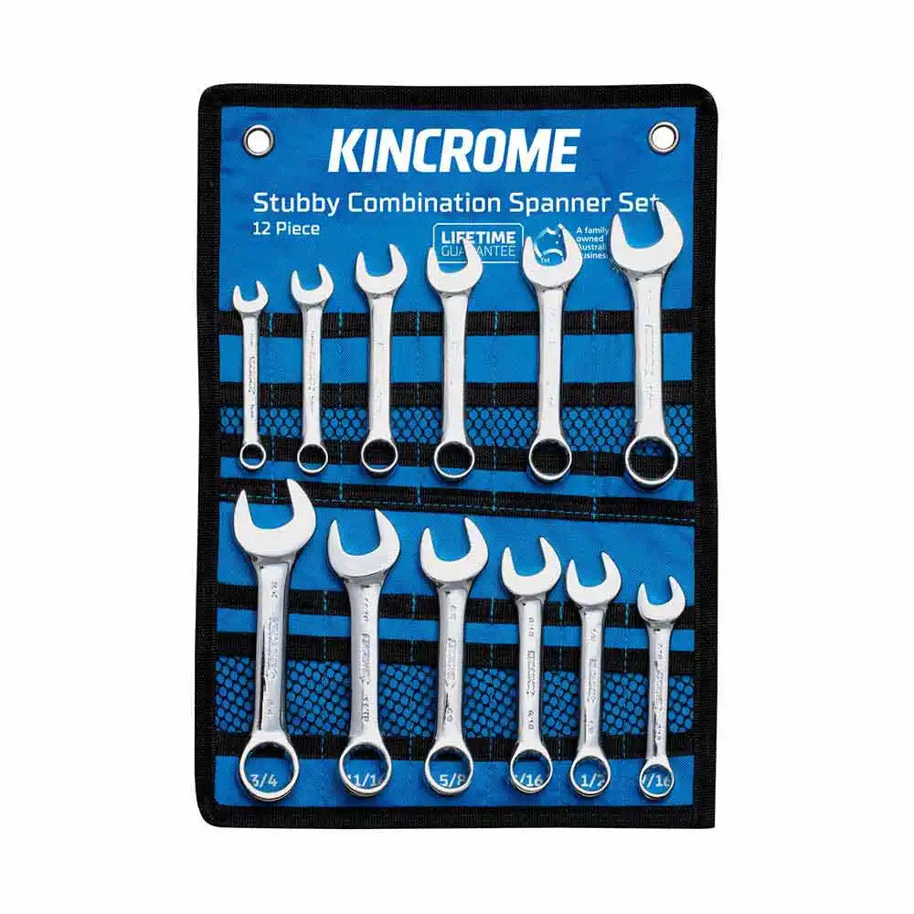 KINCROME 12 Piece Stubby Combination Spanner Set - Imperial & Metric K3033