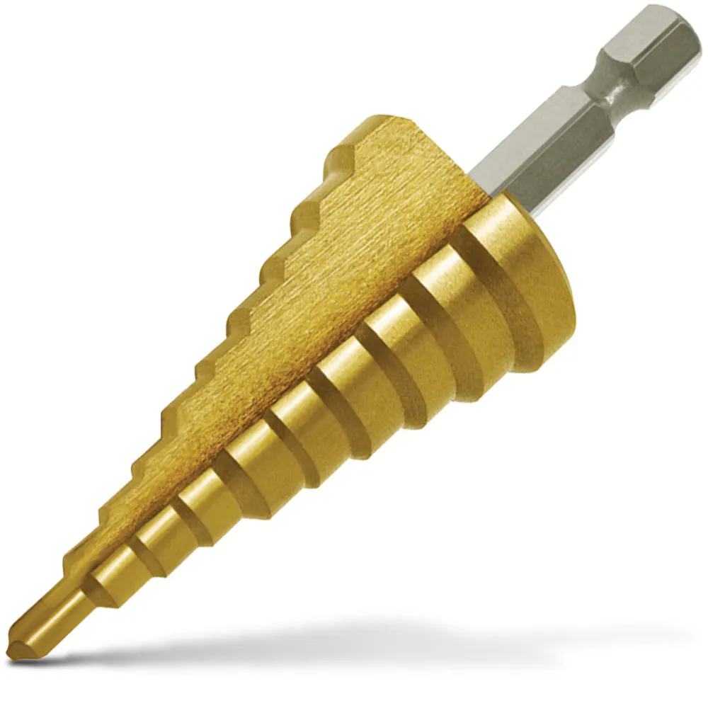 P&N QUICKBITS 5/32-1inch 10-Step 1/4-Hex HSS-TiN Step Drill Bit
