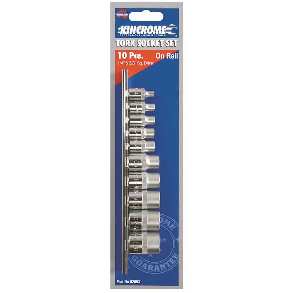 KINCROME 10 Piece 1/4 & 3/8inch Square Drive E-Torx Socket Set 02093