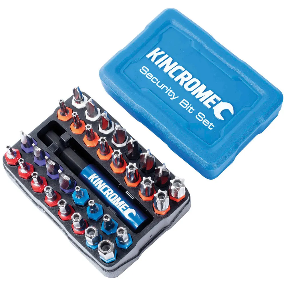 KINCROME 33 Piece 1/4inch Hex Drive Security Bit & Holder Set 13648