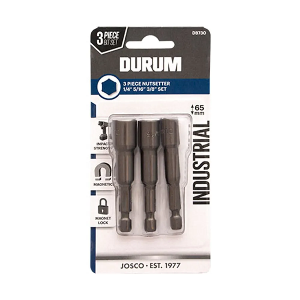 DURUM 1/4-3/8inch x 65mm Magnetic Power Nutsetter Set - 3 Piece