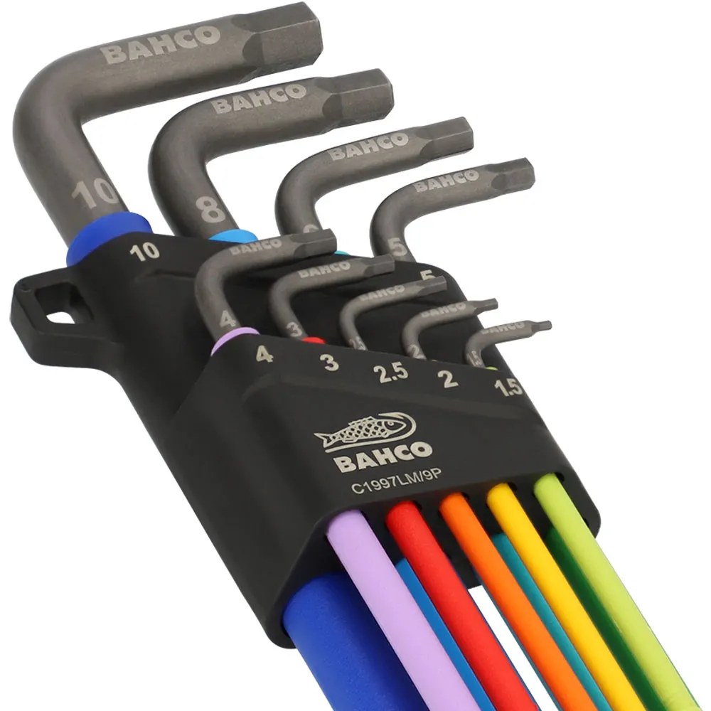 BAHCO Metric Long Ball End Coloured Hex L-Key Set - 9 Piece C1997LM/9P