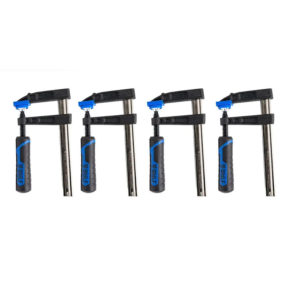 WOLF 150mm X 80mm F Clamp HD Cast Iron Rubber Handle Set - 4 Piece WFC150SET4PC