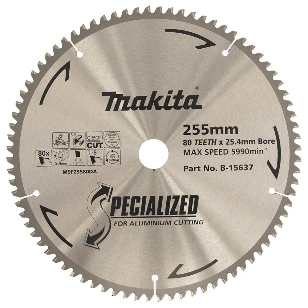 MAKITA 255mm 80T TCT Circular Saw Blade for Aluminium Cutting - Mitre Saws - SPECIALIZED