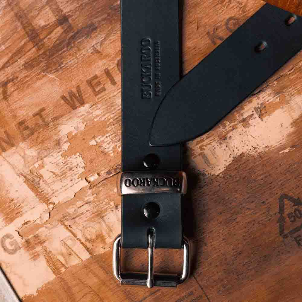BUCKAROO 1 1/2" Wide Black Leather Uniform Belt KSB38