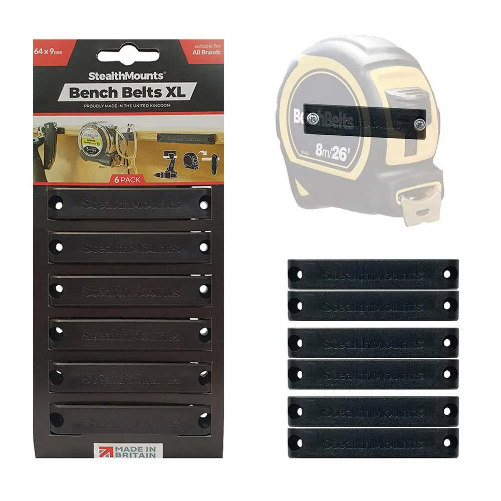 STEALTHMOUNTS Bench Belts XL Black - 6 Pack BB-XL-BLK-6