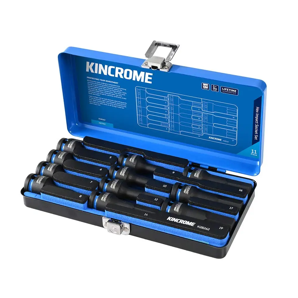 KINCROME 1/2inch Drive Hex Metric Impact Socket Set - 11 Piece 5-19mm K28262