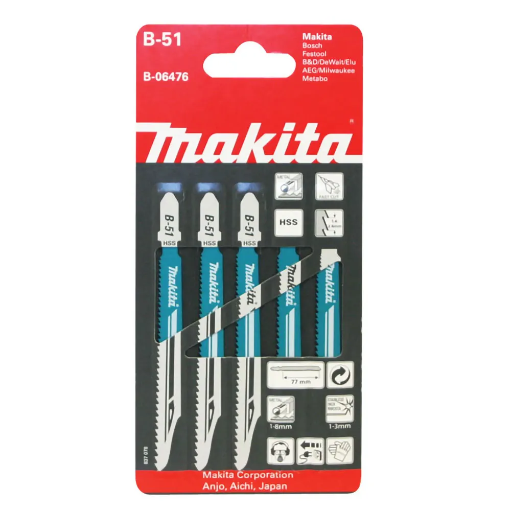 MAKITA 77mmJigsaw Blade B-51 - Bayonet Type A - 5 Piece B-06476