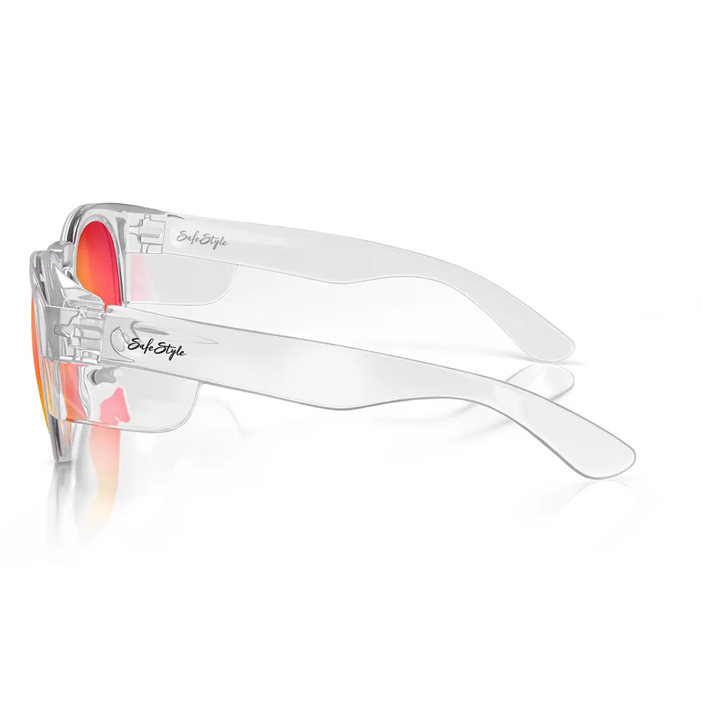 SAFESTYLE Cruisers Clear Frame Mirror Red Polarised Lens UV400 CRCRP100