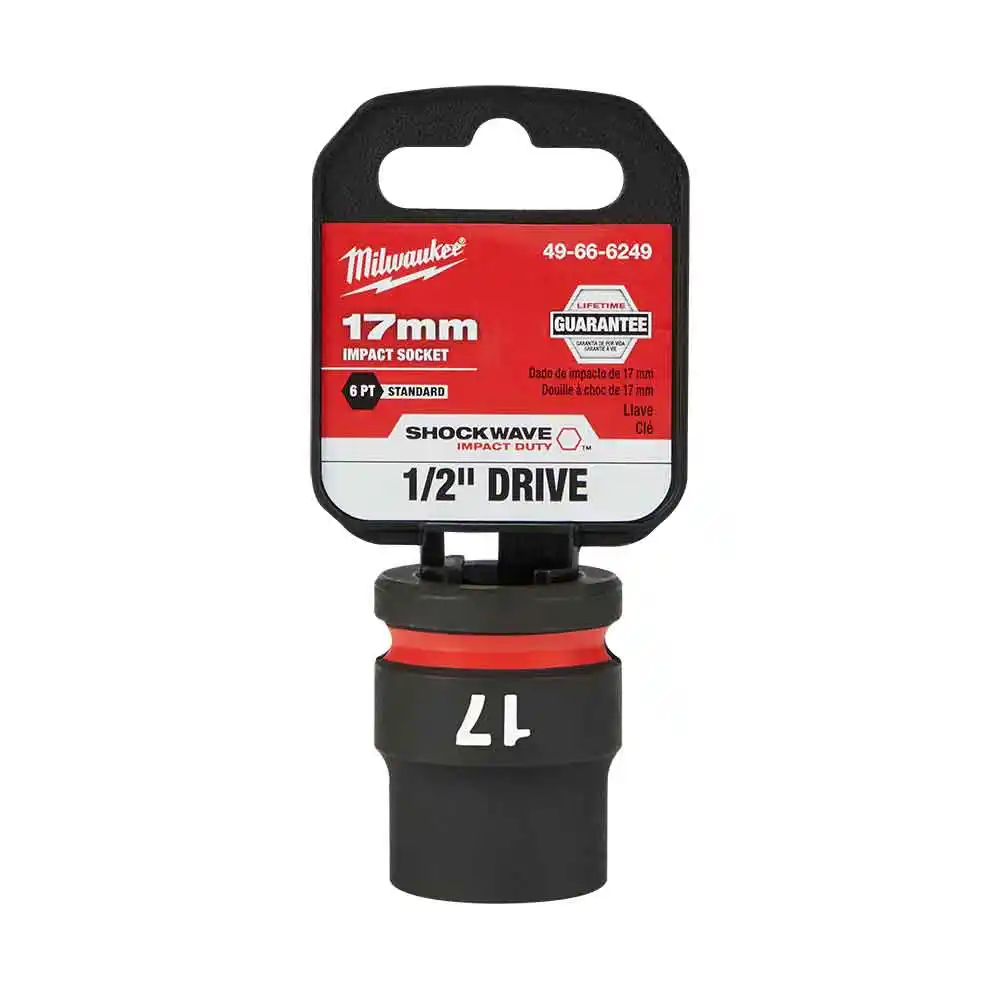 MILWAUKEE SHOCKWAVE 1/2" Drive 17mm Standard 6 Point Impact Socket 49666249