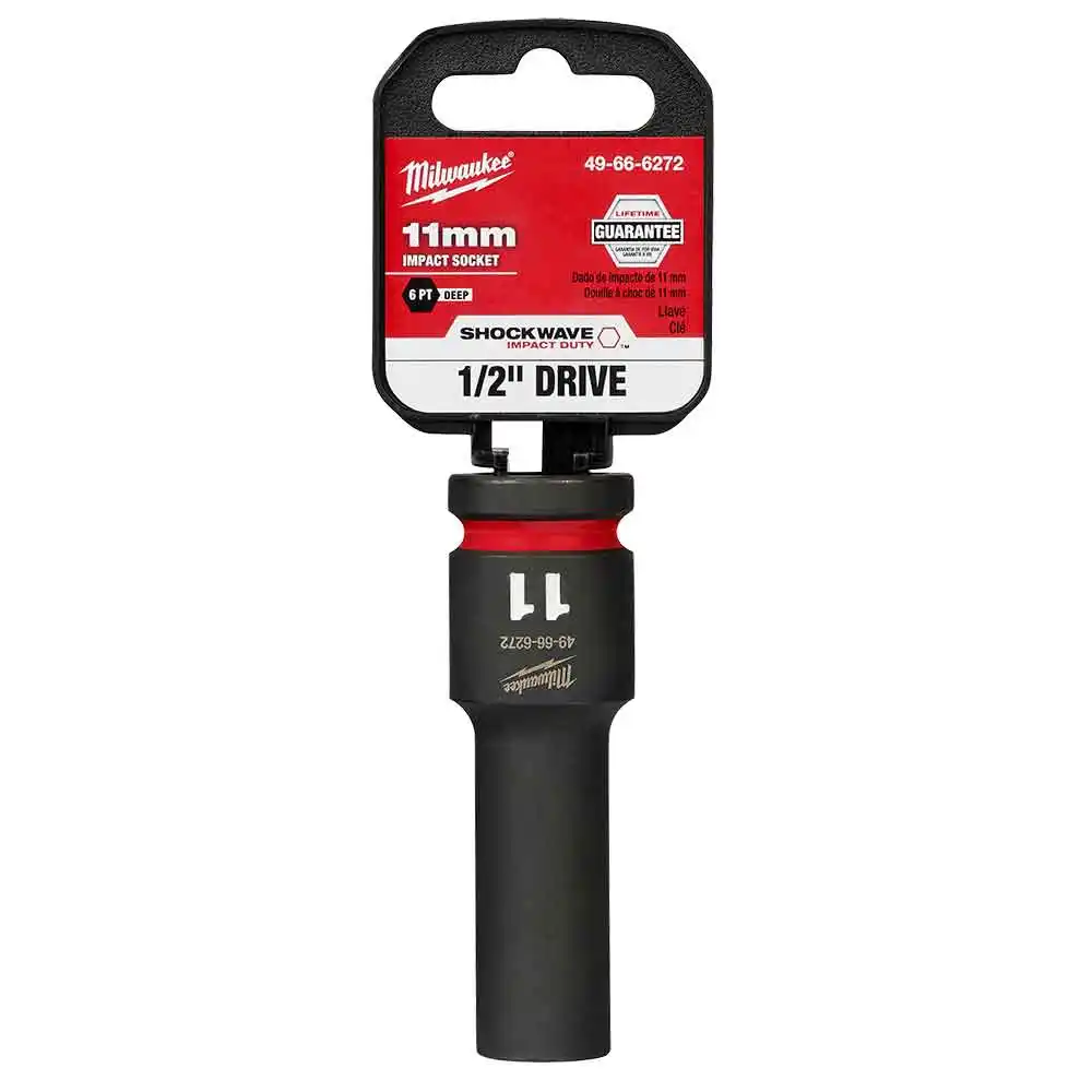 MILWAUKEE SHOCKWAVE 1/2" Drive 11mm Deep 6 Point Impact Socket 49666272