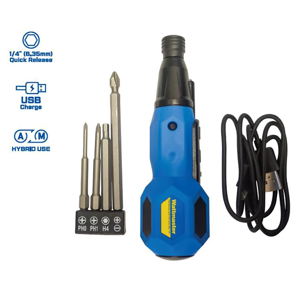 WATTMASTER 3.6V Rechargeable Screwdriver with 4 Bits WATH300Q4