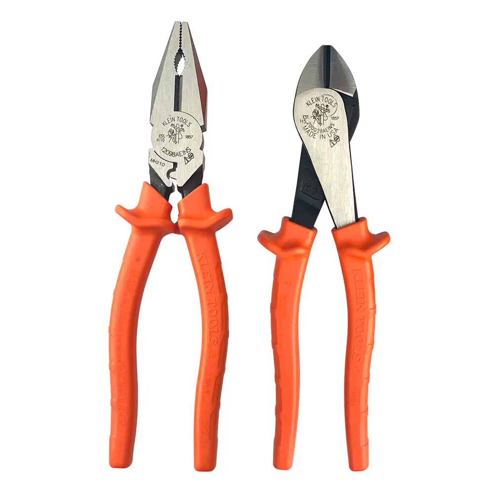 KLEIN Exclusive 2 Piece Insulated Linesman Plier Set A-12098AEINSBP