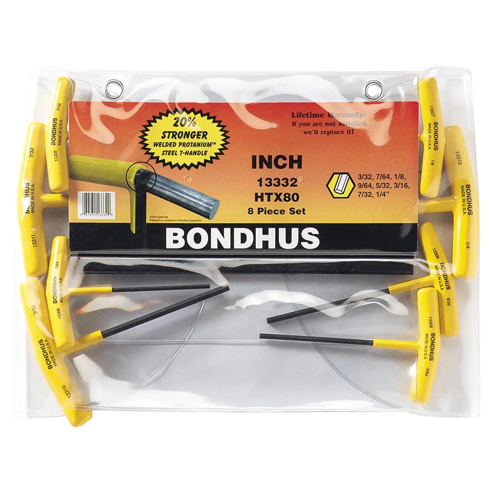 BONDHUS 8 Pce Hex T-Handle 3/32-1/4inch BD13332