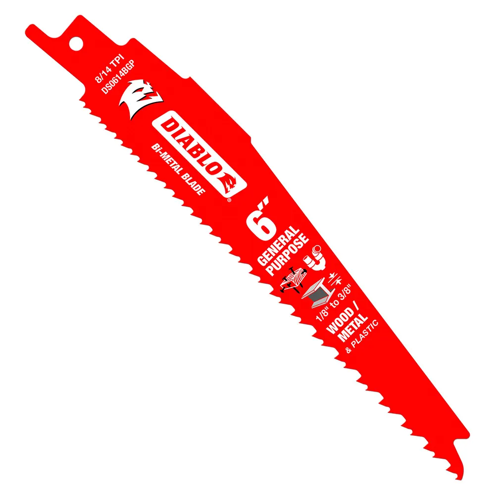 DIABLO 152mm Bi-Metal Recip Blade for Nail-Embedded Wood, Metal, & Plastic - 5 Piece 2610052332