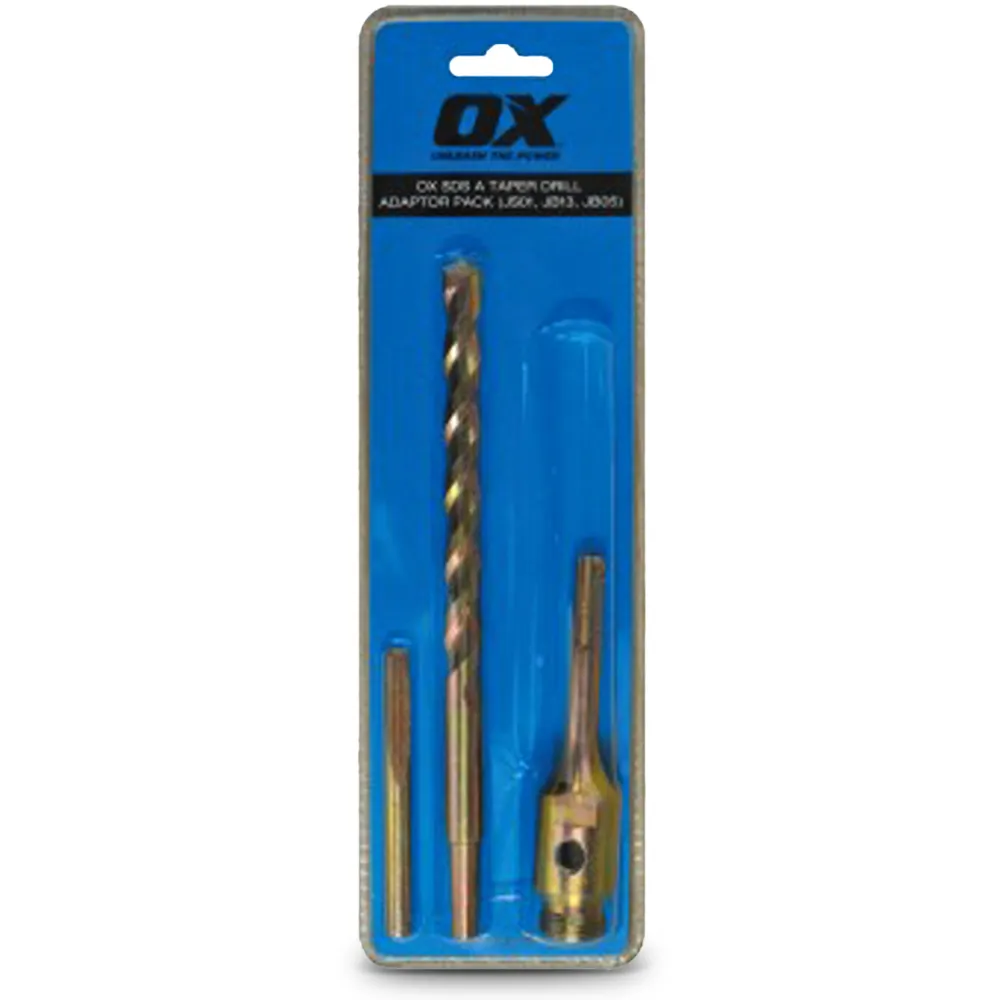 OX SDS Plus Adaptor Pack SDS Max to BSB 1/2-Inch adaptor, Guide rod and Drift Key- 3 Piece OX-JS03