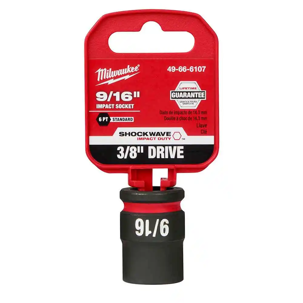 MILWAUKEE SHOCKWAVE 3/8" Drive 9/16" Standard 6 Point Impact Socket 49666107