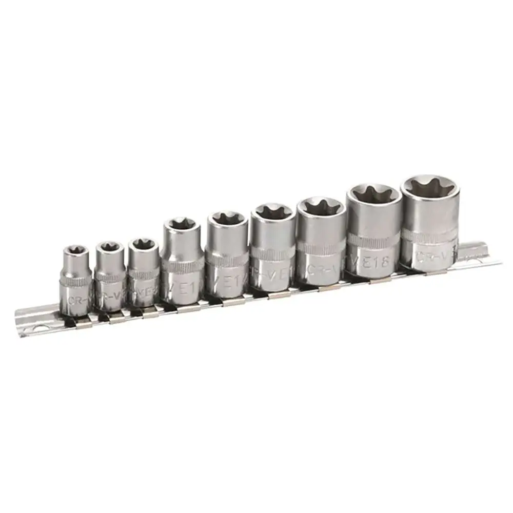 TOLEDO 1/4Inch and 3/8Inch Square Drive Star-E Socket Set - 9 Piece 301666