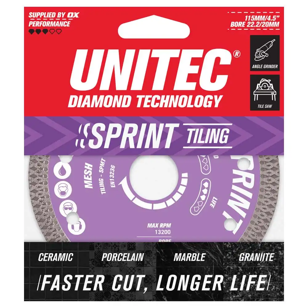 UNITEC 115mm Turbo Diamond Blade For Tiling Cutting - Sprint U-45SPMT