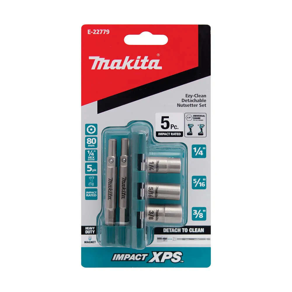 MAKITA IMP-XPS Ezy-Clean Magnetic Nutsetter Bit Set - 5 Piece E-22779