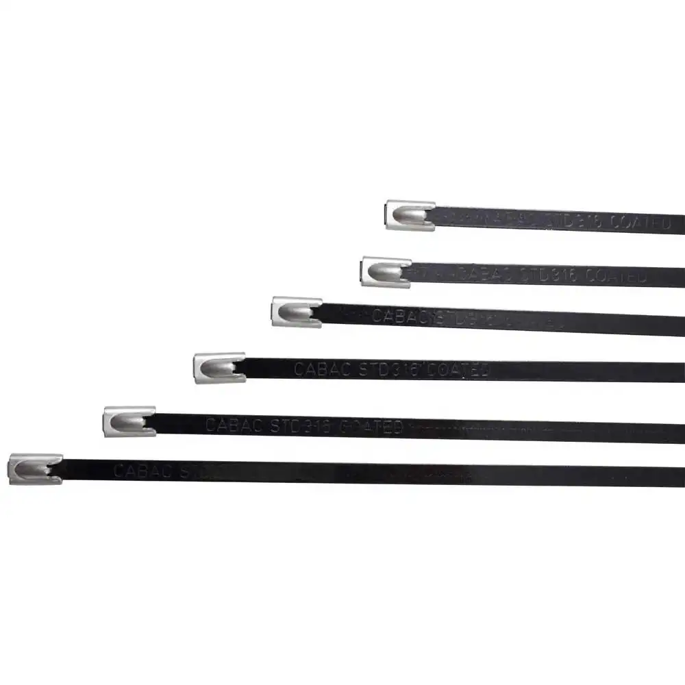 CABAC 200 X 4.6mm Stainless Steel 316 Coated Cable Tie - 100 Piece STFC200-316S