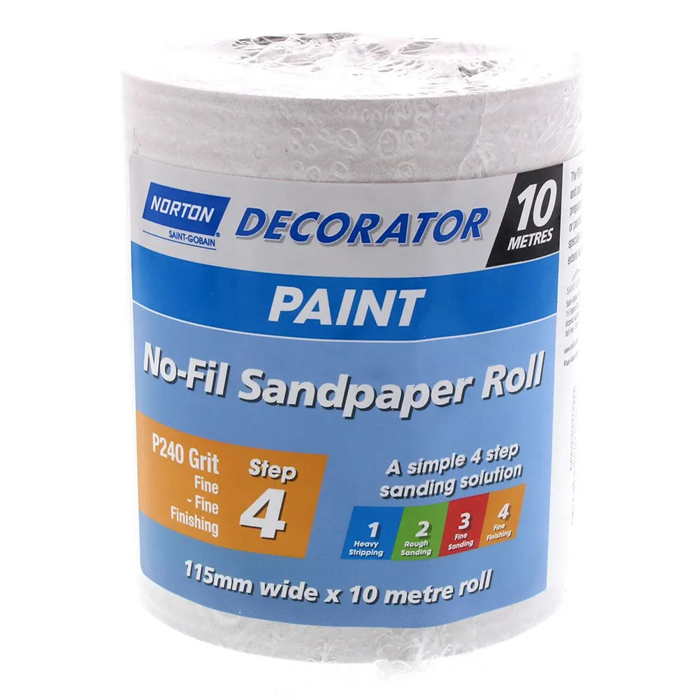 NORTON 115mm x 10m 240-Grit Sanding Roll for Paint - DECORATOR