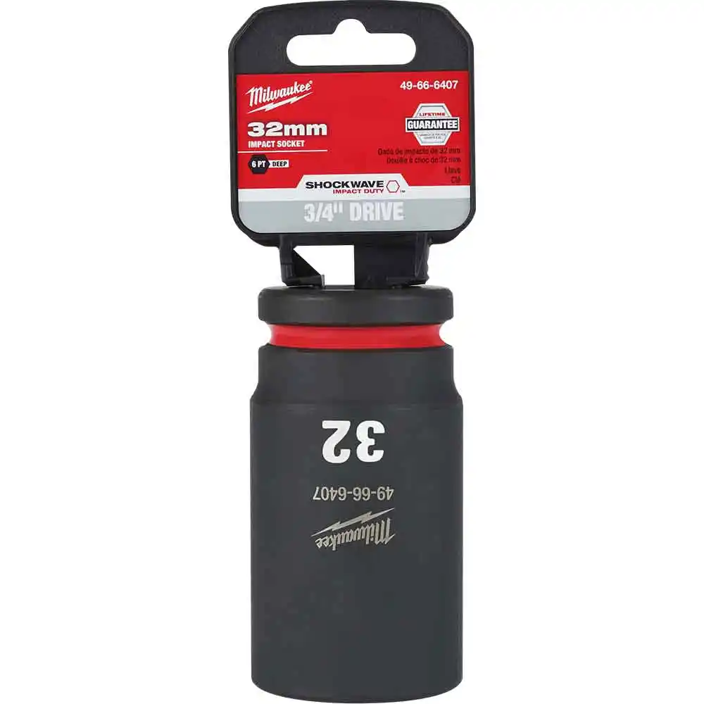 MILWAUKEE SHOCKWAVE 3/4inch Drive 32mm Deep 6 Point Impact Socket 49666407