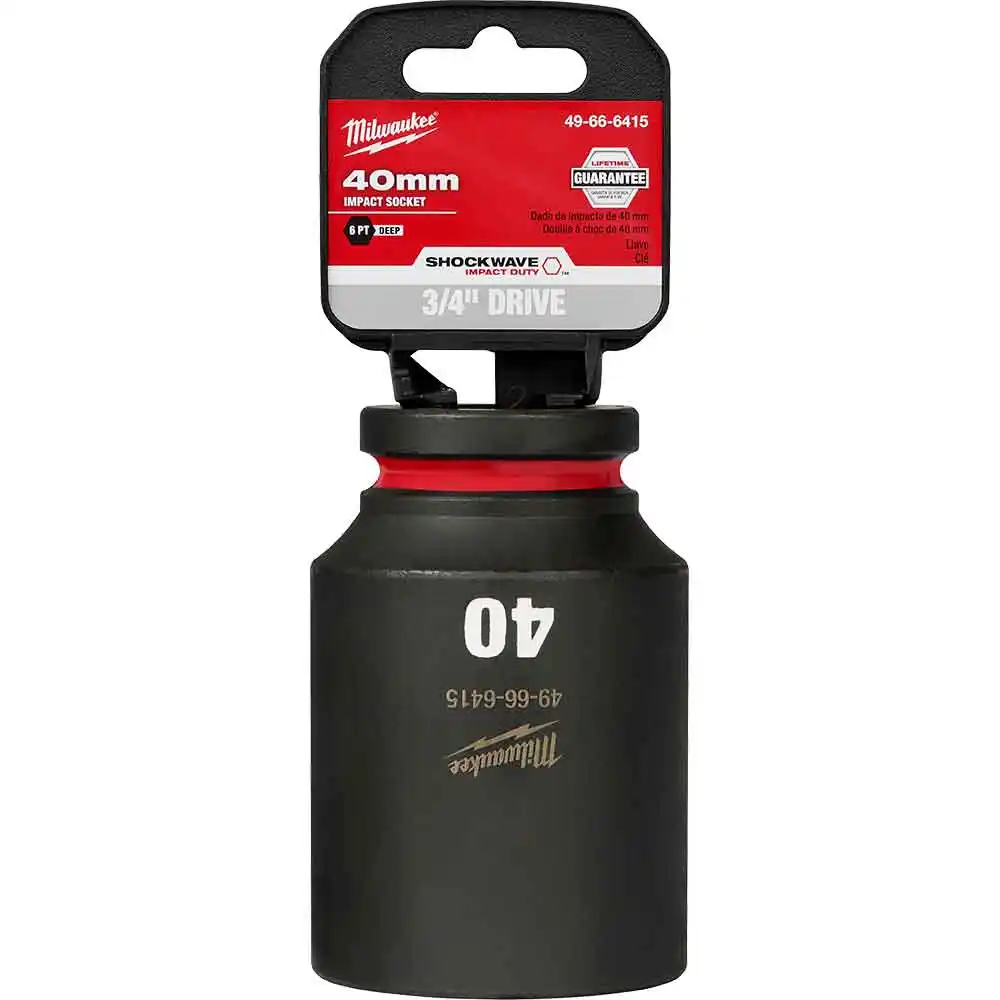 MILWAUKEE SHOCKWAVE 3/4inch Drive 40mm Deep 6 Point Impact Socket 49666415