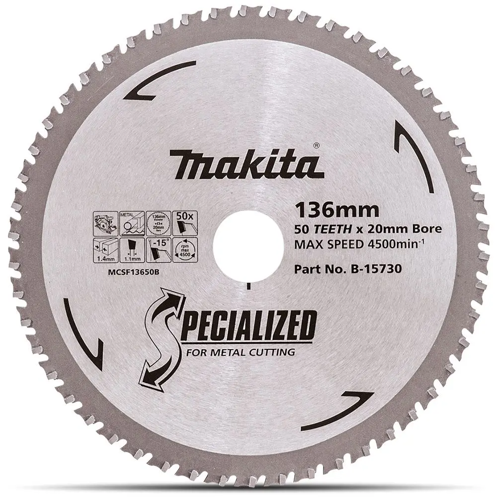 MAKITA 136mm 50T TCT Circular Saw Blade for Metal Cutting - SPECIALIZED