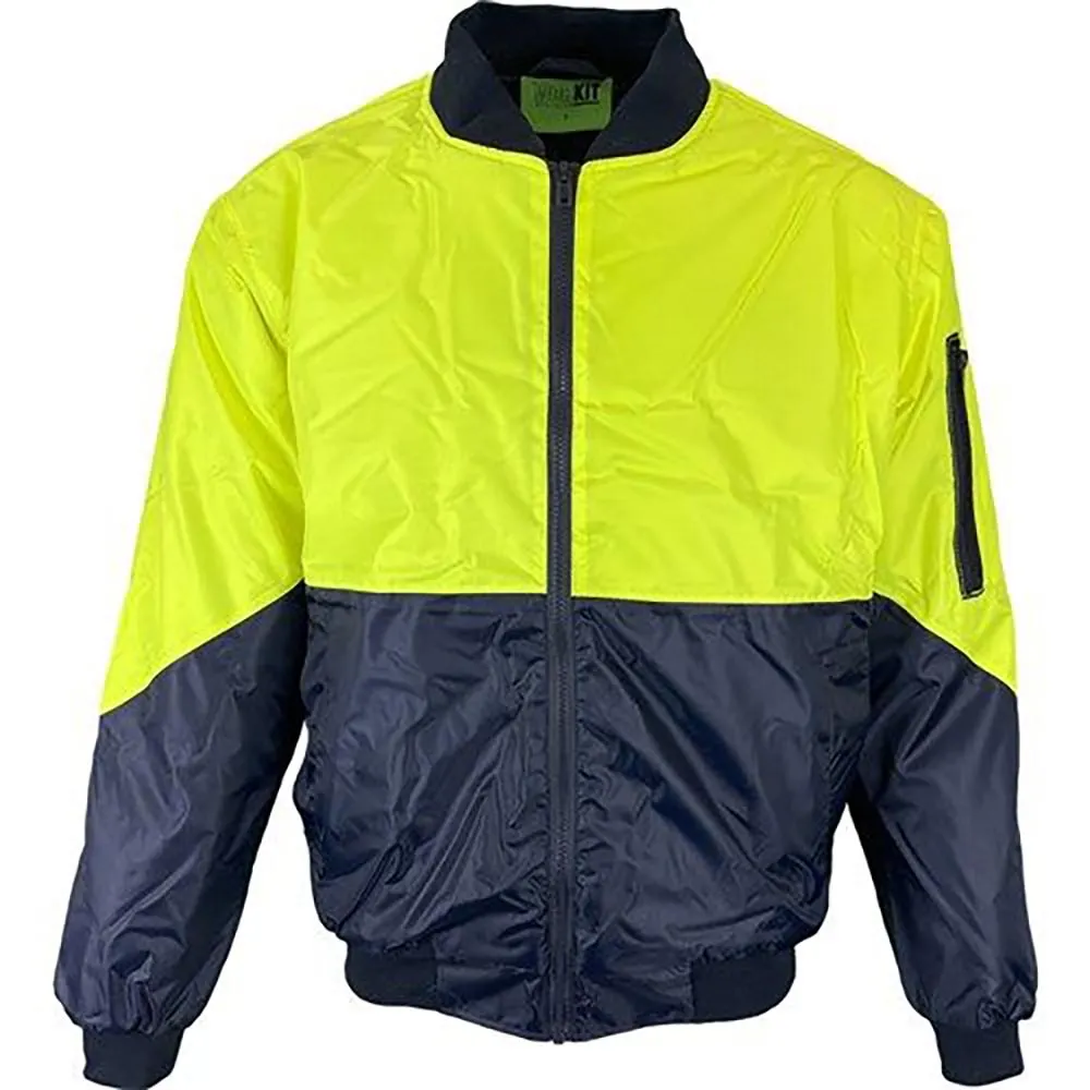 WORKIT Hi Vis 2 Tone Wet Weather Bomber Jacket Yellow/Navy 3009YNS