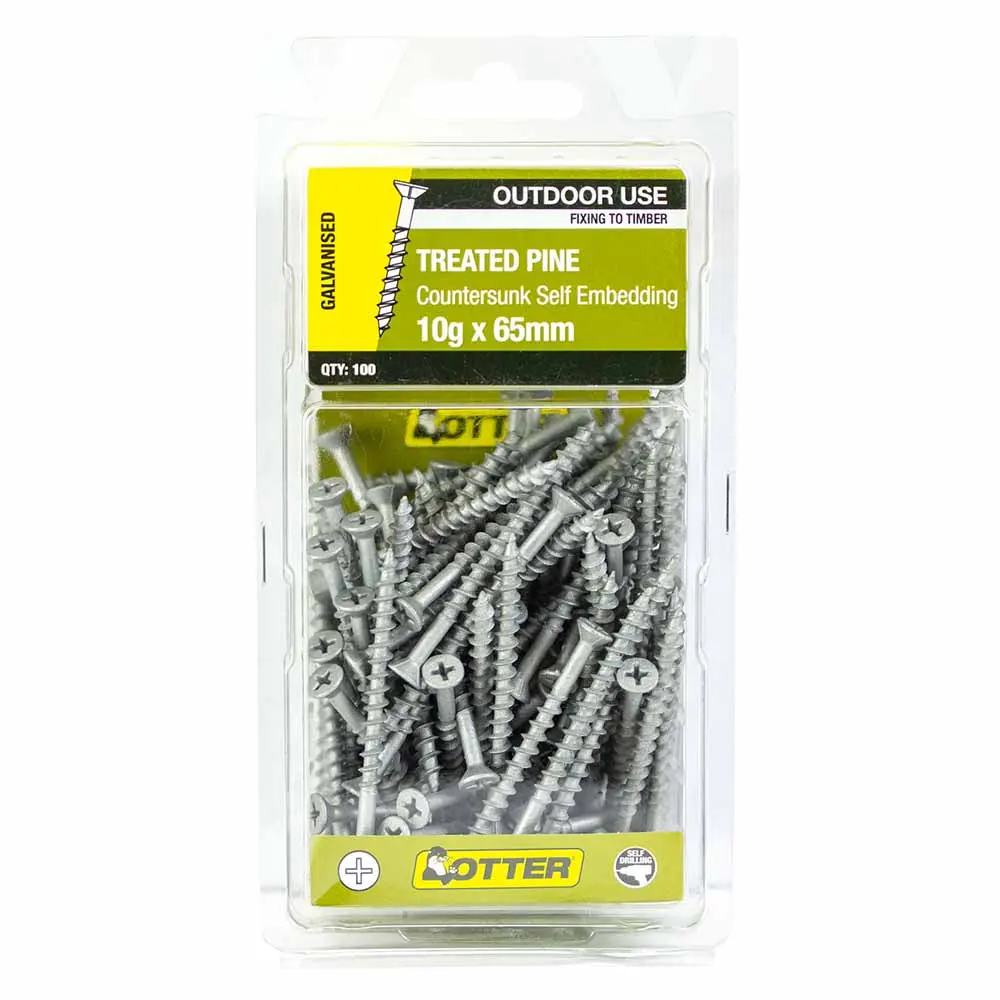 OTTER 100 Pack 10g x 65mm Treated Pine Screw  Galv CHEG10653