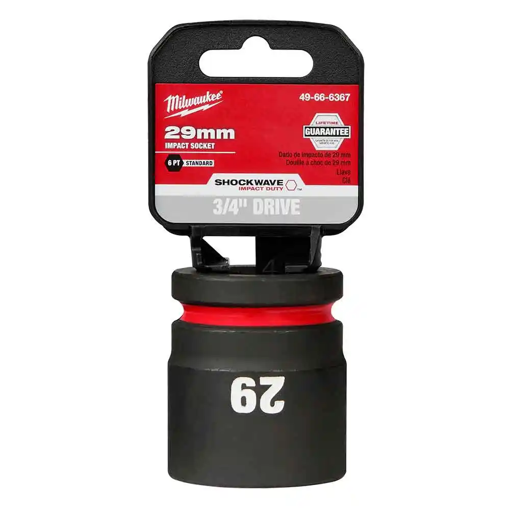 MILWAUKEE SHOCKWAVE 3/4inch Drive 29mm Standard 6 Point Impact Socket 49666367