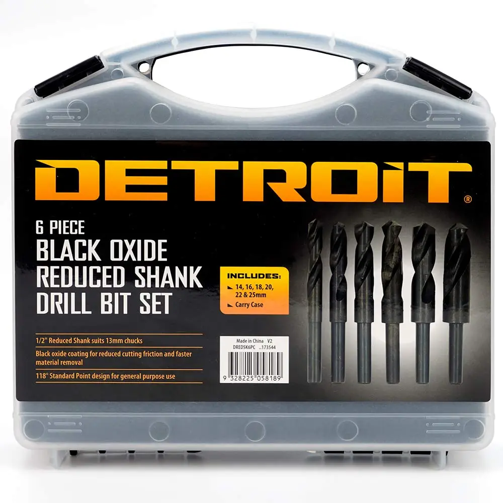 DETROIT 14-25mm 1/2-Sh HSS Reduced BO Drill Bit Set - 6 Piece DREDSK6PC