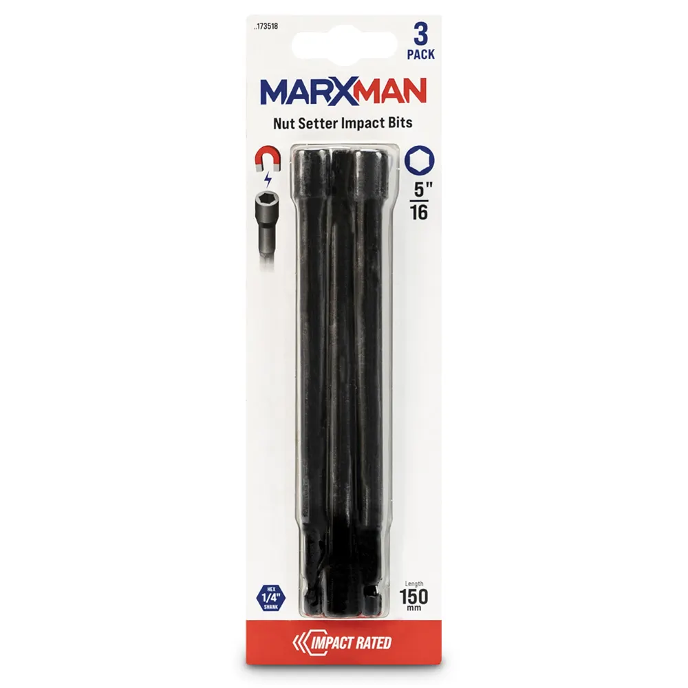 MARXMAN 5/16x150mm Magnetic Power Impact Nutsetter Bit - 3 Piece MN5161503PC