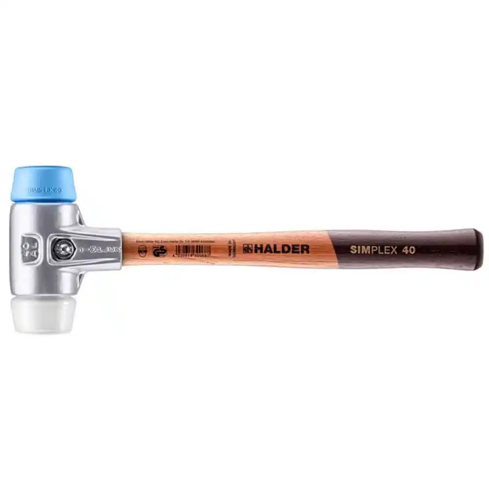 HALDER 40mm 250g Rubber Mallet TPE/Superplastic Tips Wood Handle 3117.04