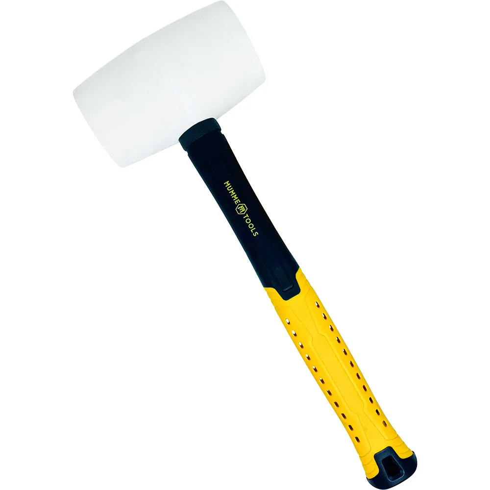 MUMME  32oz/900g Fiberglass Handle Rubber Mallet White - Rubber Grip 5RMFG32W