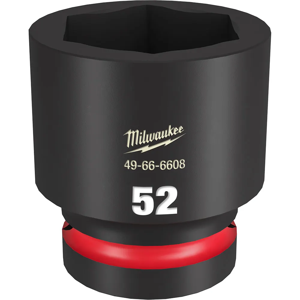 MILWAUKEE SHOCKWAVE 1inch Drive 52mm Standard 6 Point Impact Socket 49666608