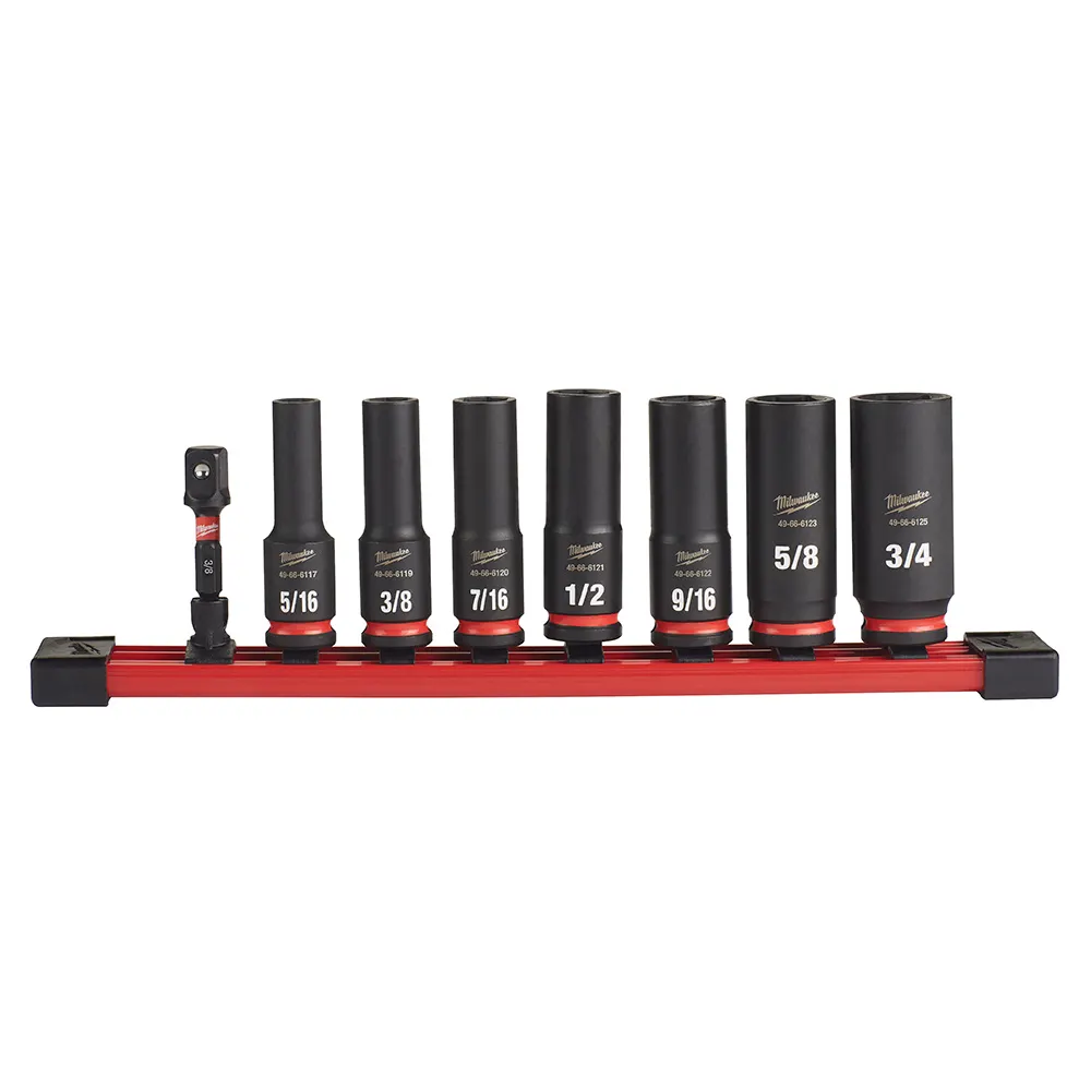 MILWAUKEE 8 Piece 3/8inch Drive 6 Point Shockwae SAE Deep Impact Socket Set 49667024