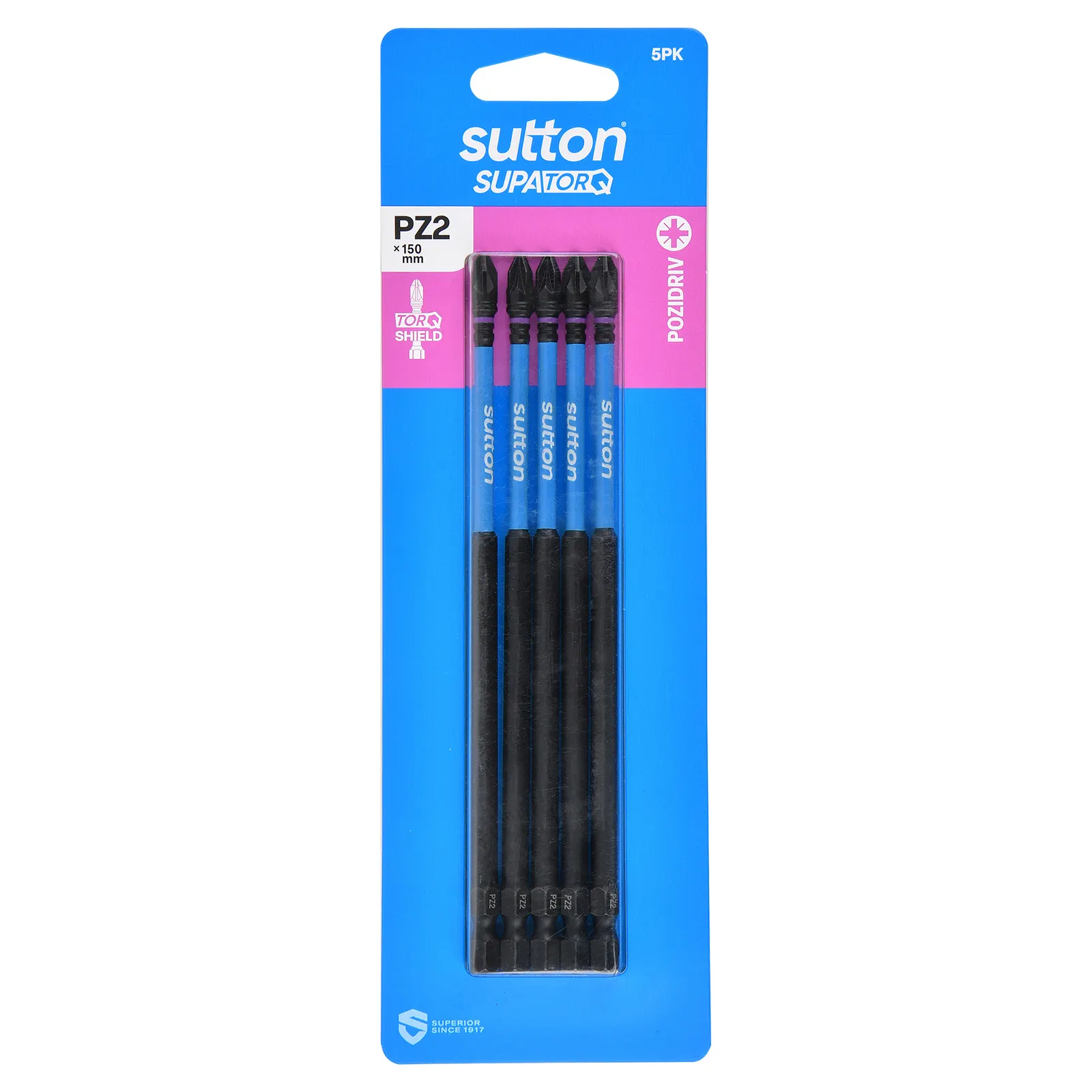 SUTTON SUPATORQ PZ2X150mm Pozidrive Screwdriver Bit - 5 Piece S202H05G02