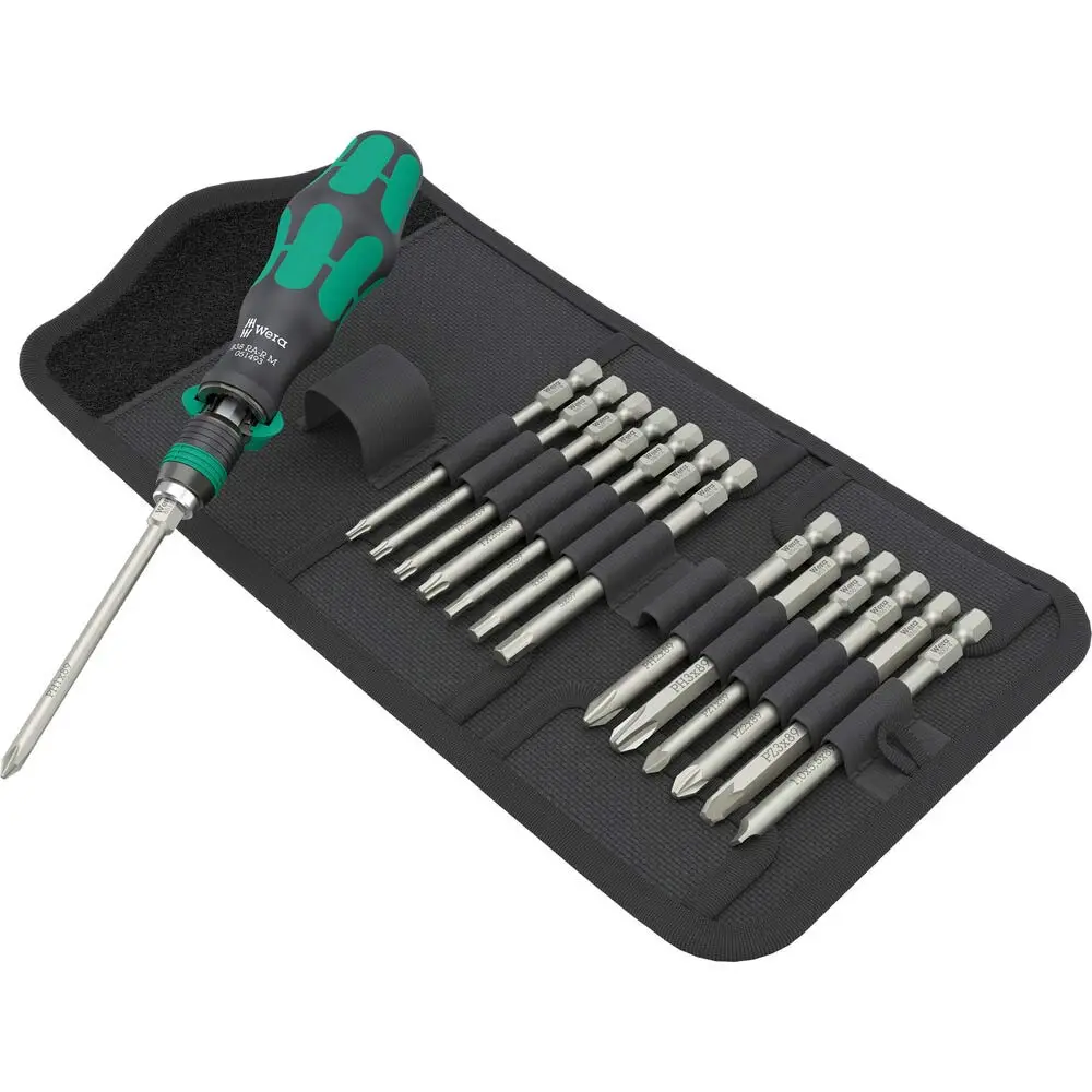 WERA 14x Assorted Bits Handle Wallet Screwdriver Set - 17 Piece WER051061