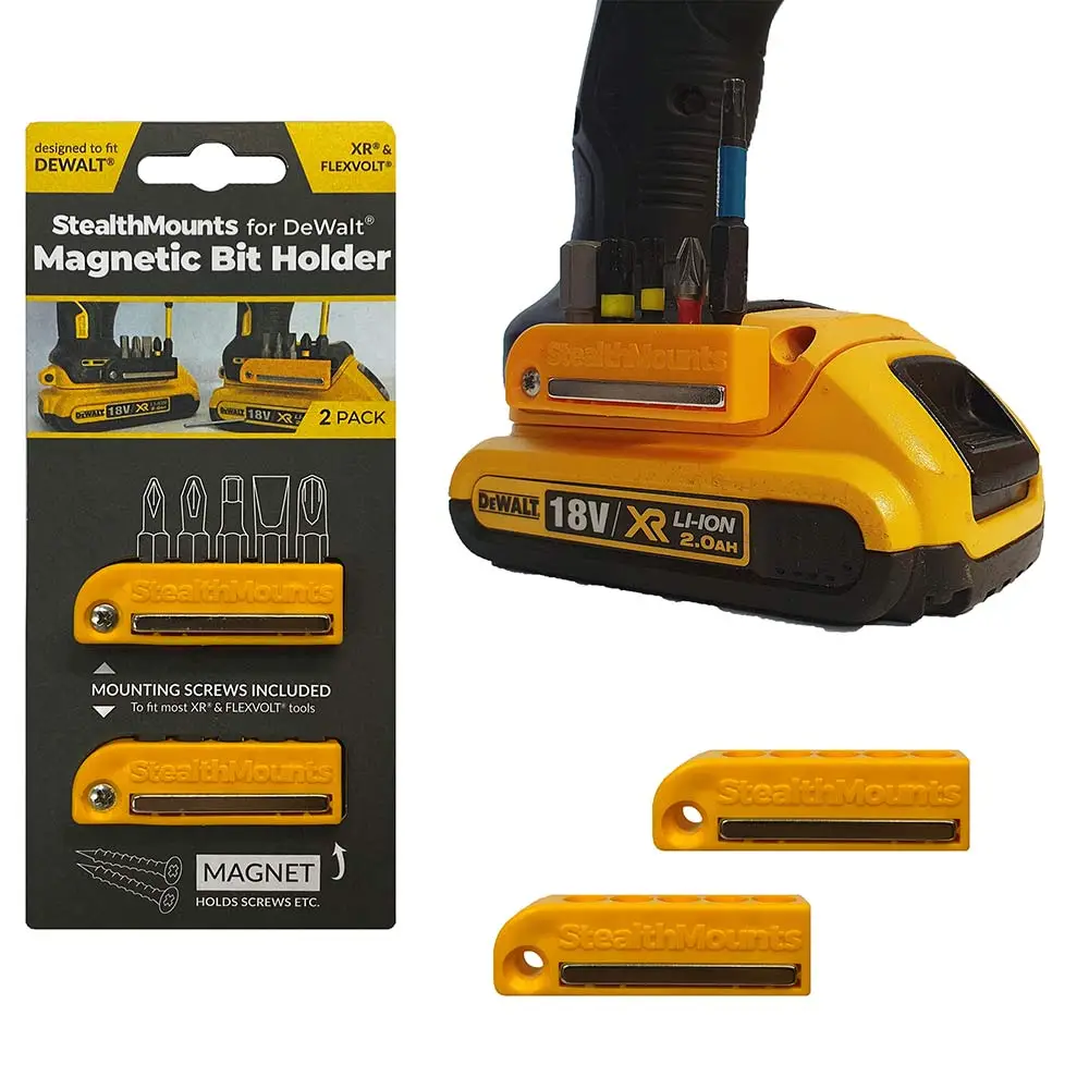 STEALTHMOUNTS Bit Holder for DeWalt Yellow XR & FLEXVOLT - 2 Pack BH-DW-YLW-2