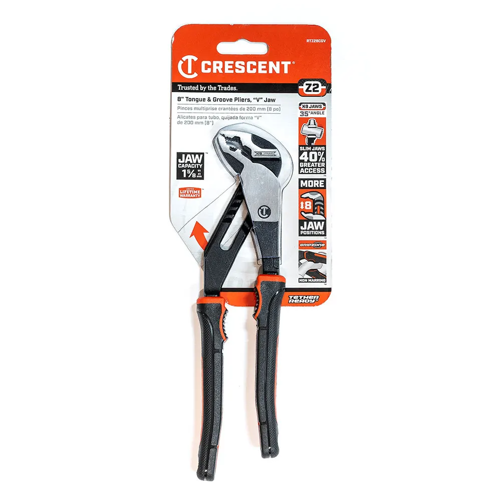 CRESCENT Z2 K9 200mm V-Jaw Dual Material Tongue & Groove Plier RTZ28CGV