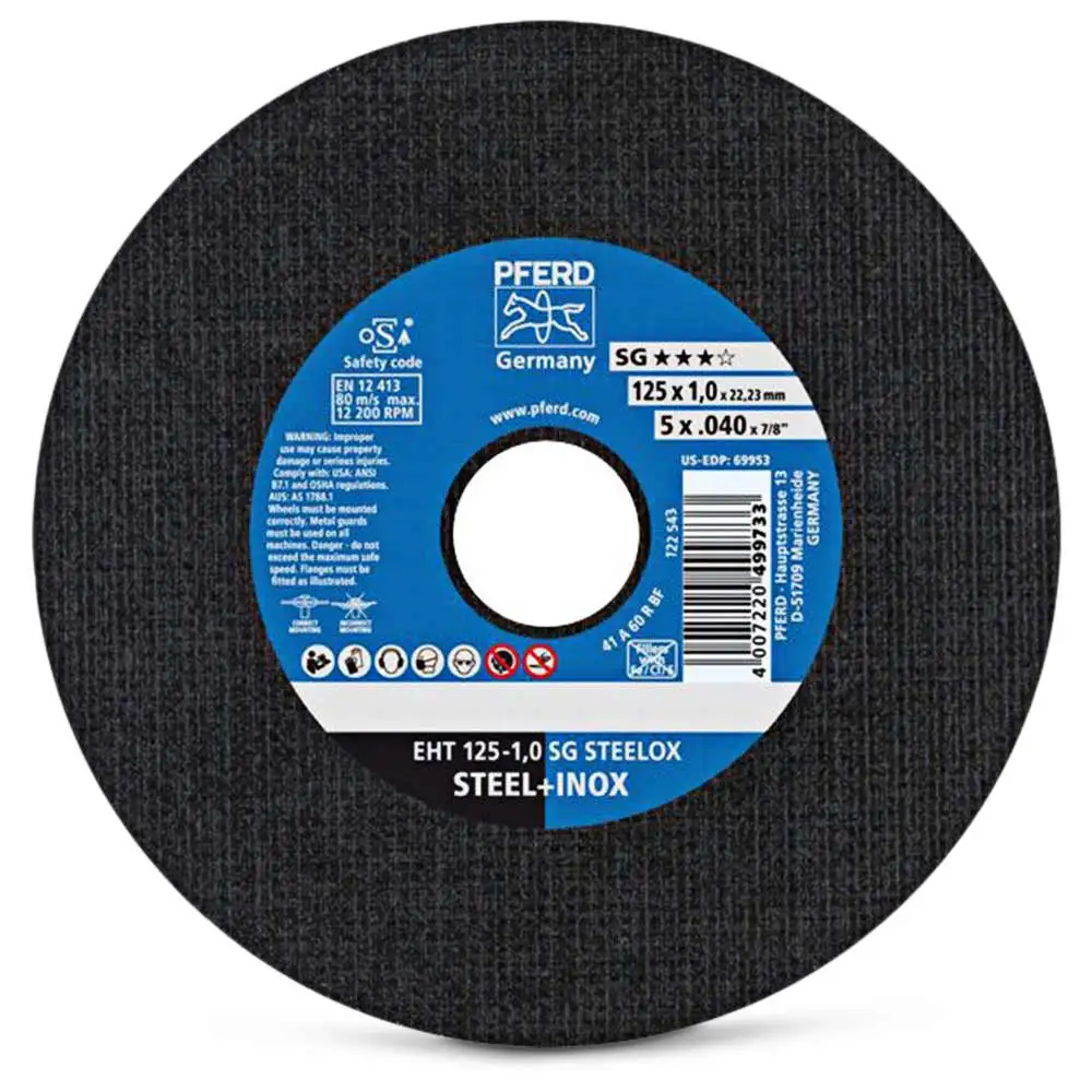 PFERD 125 x 1.0mm Steel & Stainless Cut Off Disc - SG-STEELOX 61341112