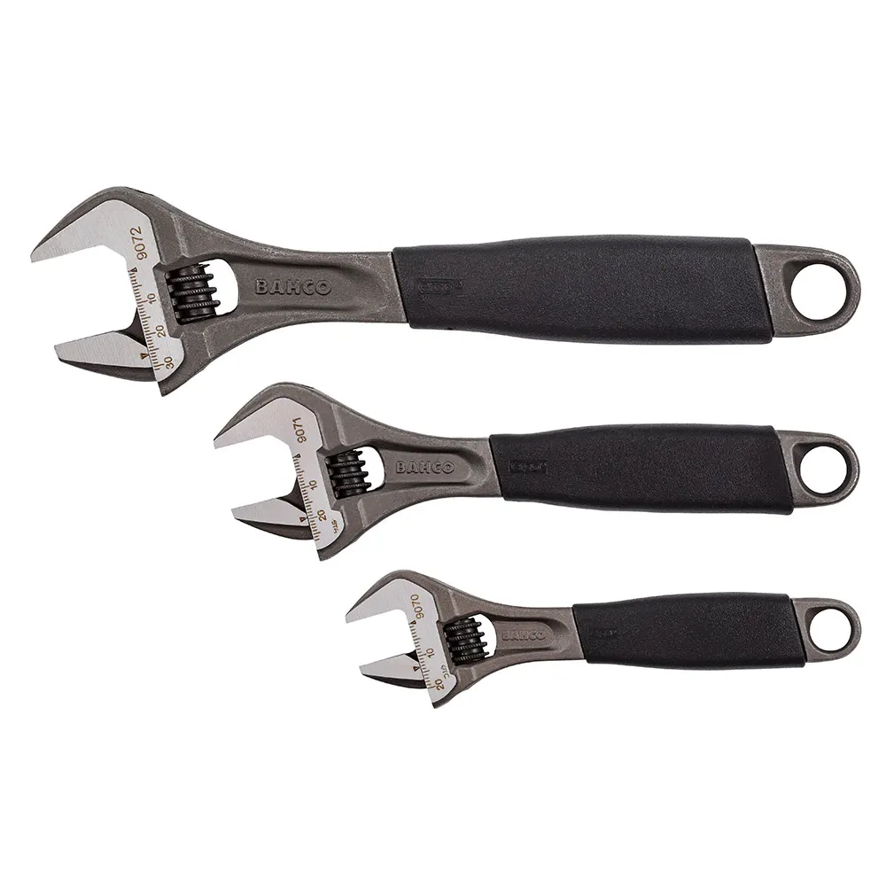 BAHCO 3 Piece Thermoplastic Handles Adjustable Wrench