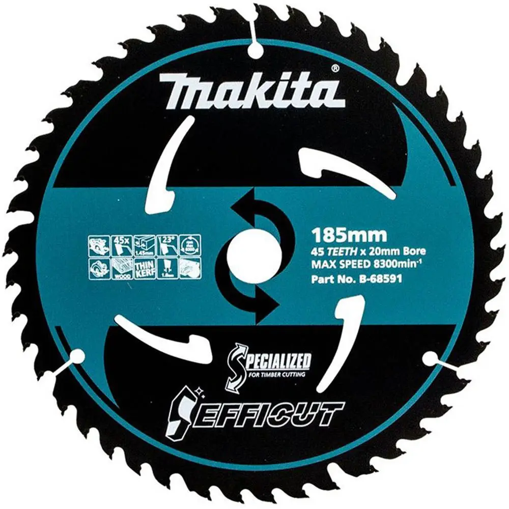 MAKITA 185mm 45T TCT Circular Saw Blade for Wood Cutting - EFFICUT