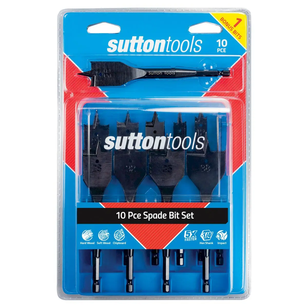 SUTTON 10-38mm Spade Bit Set - 11 Piece